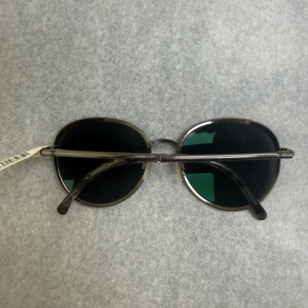 Chanel Women’s Dark Gray Frame Round Sunglasses - Picture 5 of 15